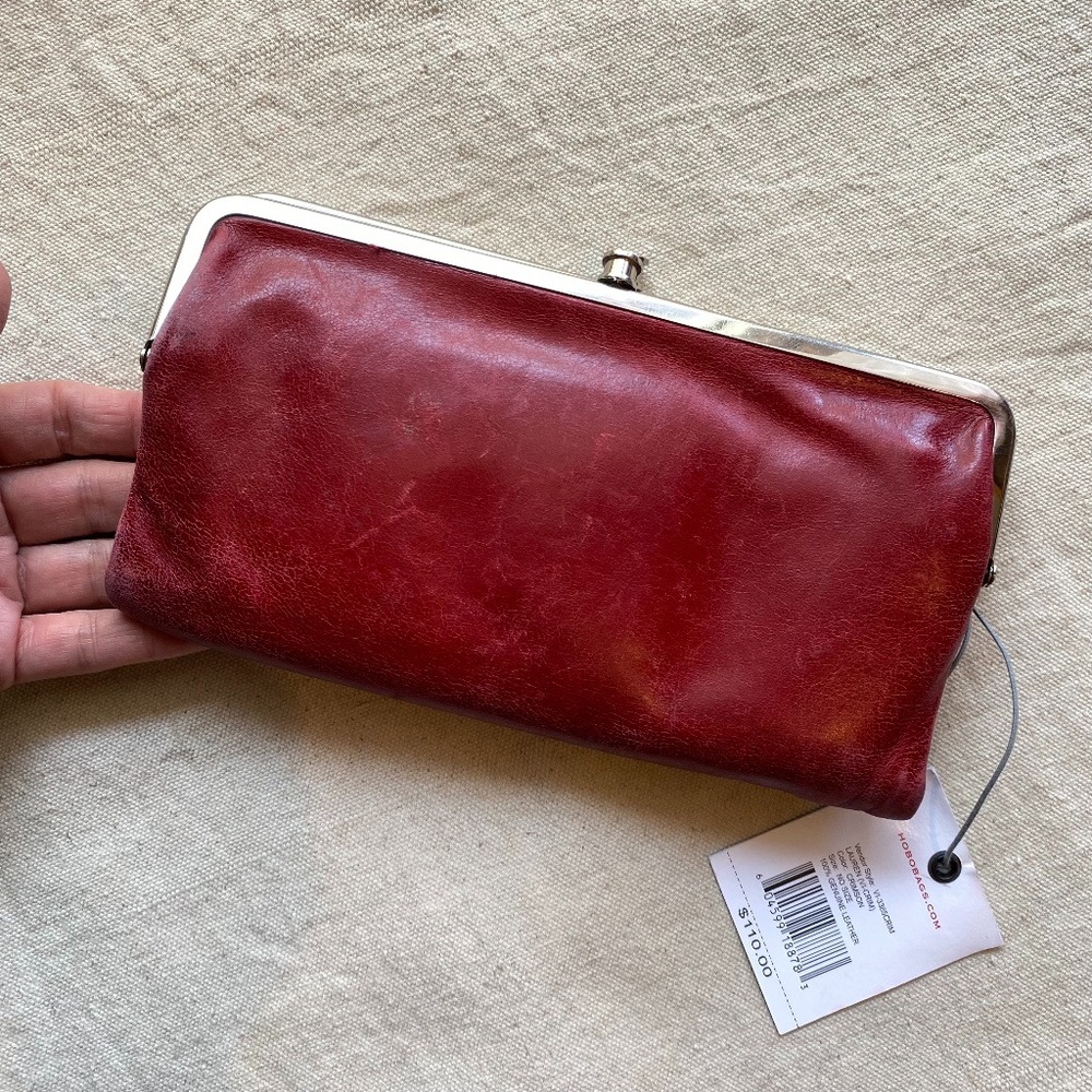 Hobo Crimson Red Leather Clutch Bag